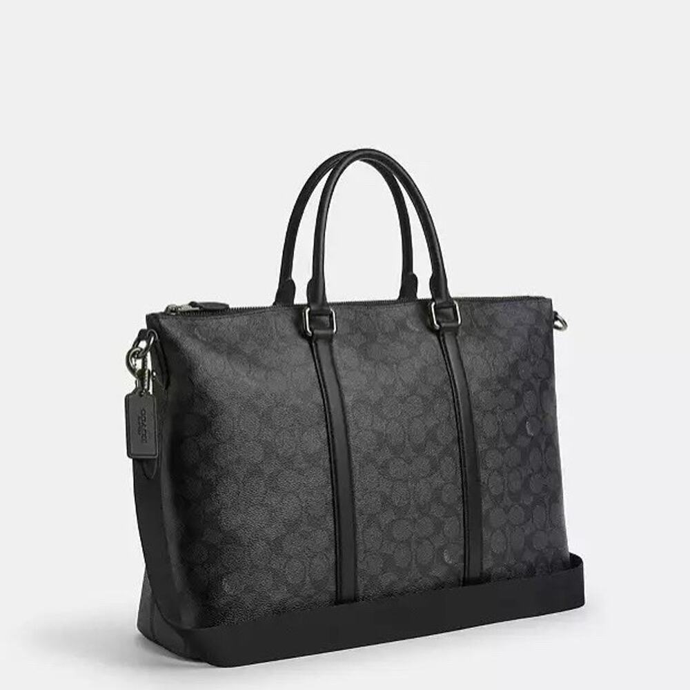 NWT COACH Caleb Work Bag In Signature Canvas CY770 Gunmetal/Charcoal/Black - Picture 6 of 9